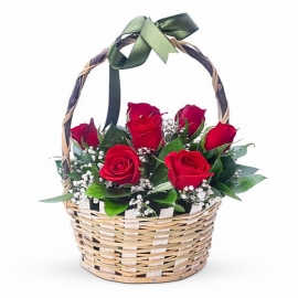  Marmaris Çiçek Siparişi Sepet de kırmızı güller