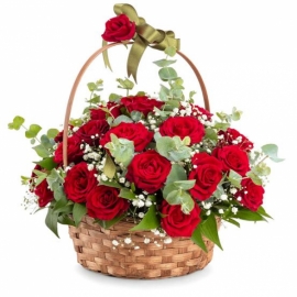  Marmaris Çiçek Siparişi Sepette 21 Kırmızı Gül Aranjmanı