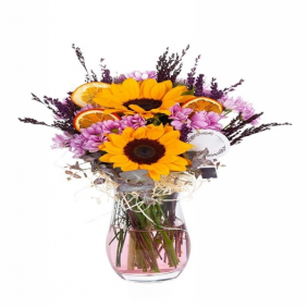  Marmaris Çiçek Gönder Purple Daisy & Sunflower