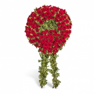  Marmaris Çiçek Gönder - Kırmızı Gerbera Cenaze Çelengi
